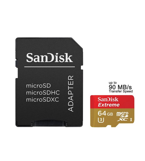 SanDisk Extreme microSDXC UHS-I 90MB/s 64GB (with Adapter)